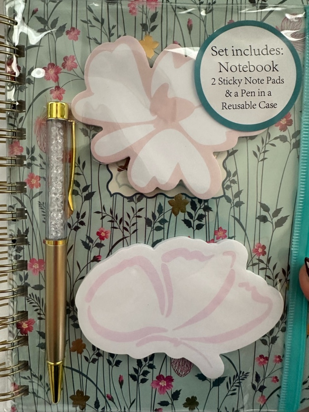 Floral Spiral “Just Bloom” Notebook Set with Pen & Sticky Notes - Picture 8 of 8